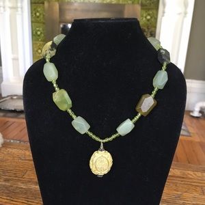 Hand crafted Serpentine & Jadite necklace